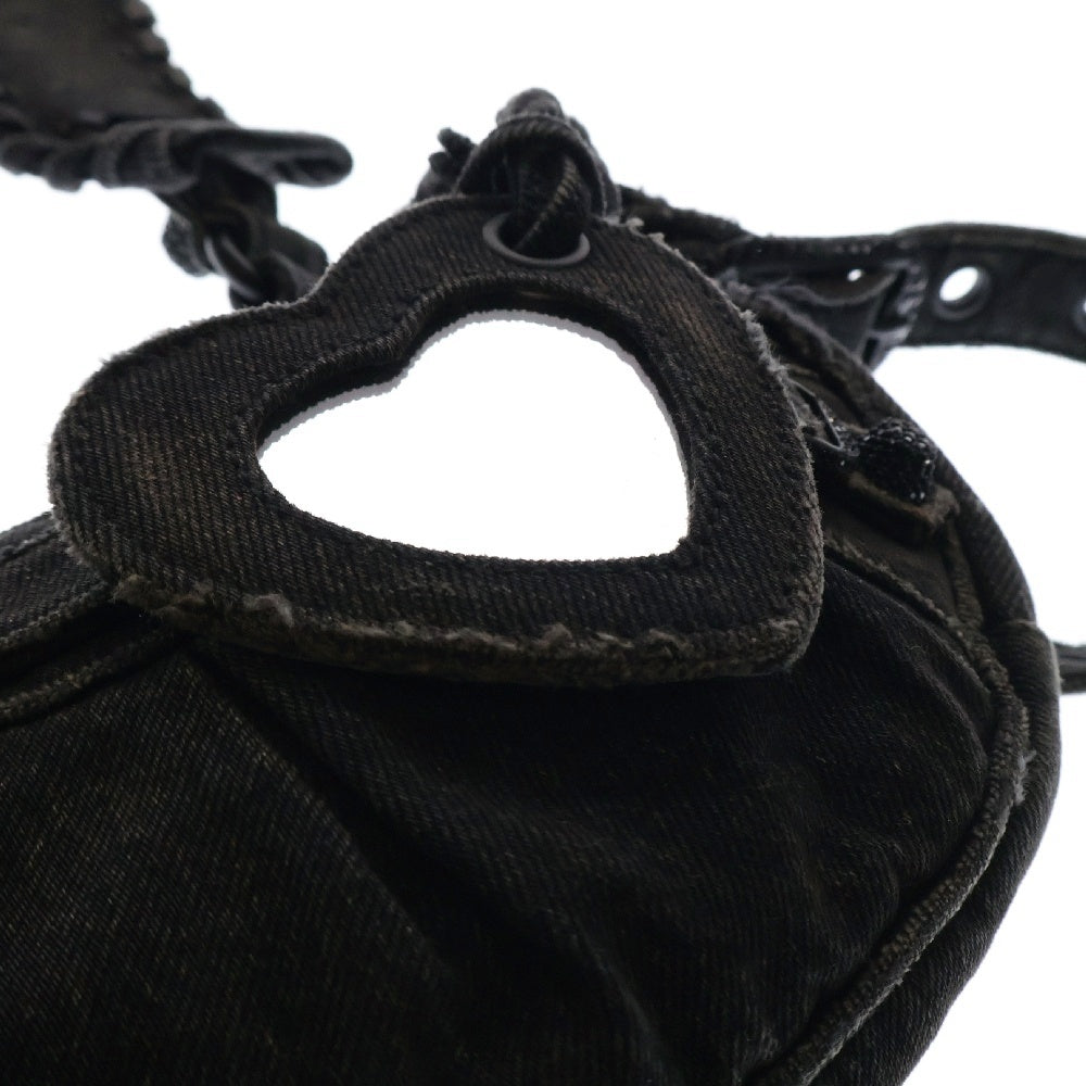 BALENCIAGA(バレンシアガ) LE CAGOLE XS ル カゴール ダメージ加工 デニム ラインストーン スタッズ ショルダーバッグ レディース 671309