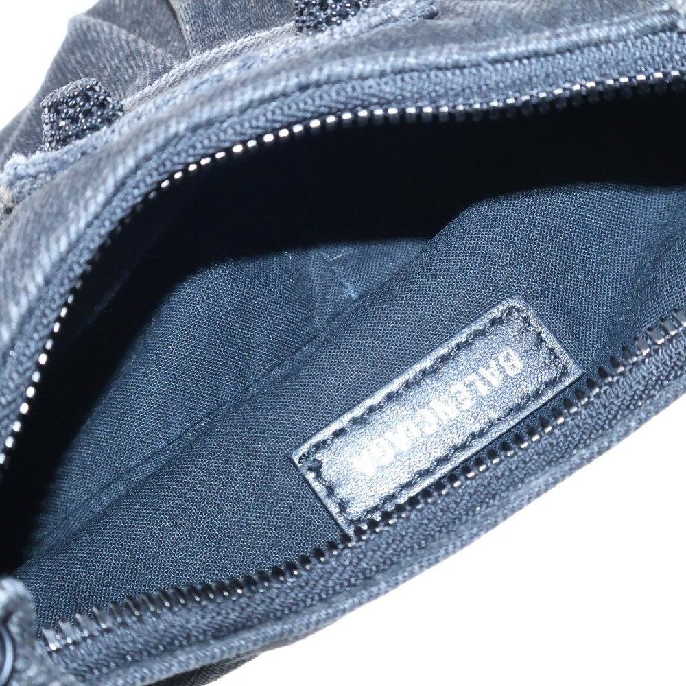 BALENCIAGA(バレンシアガ) LE CAGOLE XS ル カゴール ダメージ加工 デニム ラインストーン スタッズ ショルダーバッグ レディース 671309
