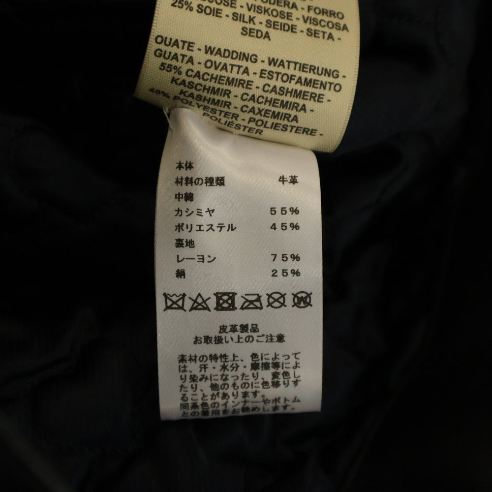 HERMES(エルメス) イタリア製 裏地キルティング カーフスキン レザー ダブルライダースジャケット ブラック レディース