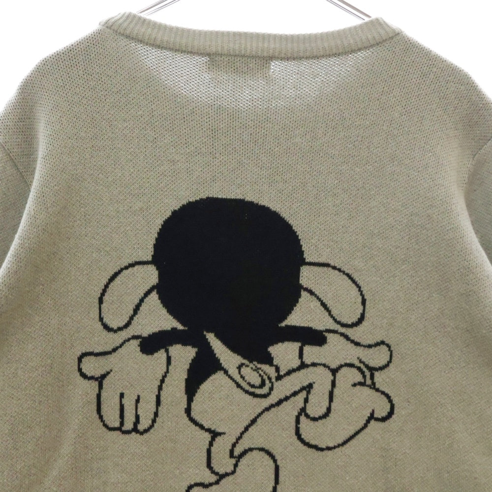 A BATHING APE(アベイシングエイプ) 初期 BABYMILOSTOREタグ フロントキャラクタープリント クルーネック アクリルコットンニット セーター グレー
