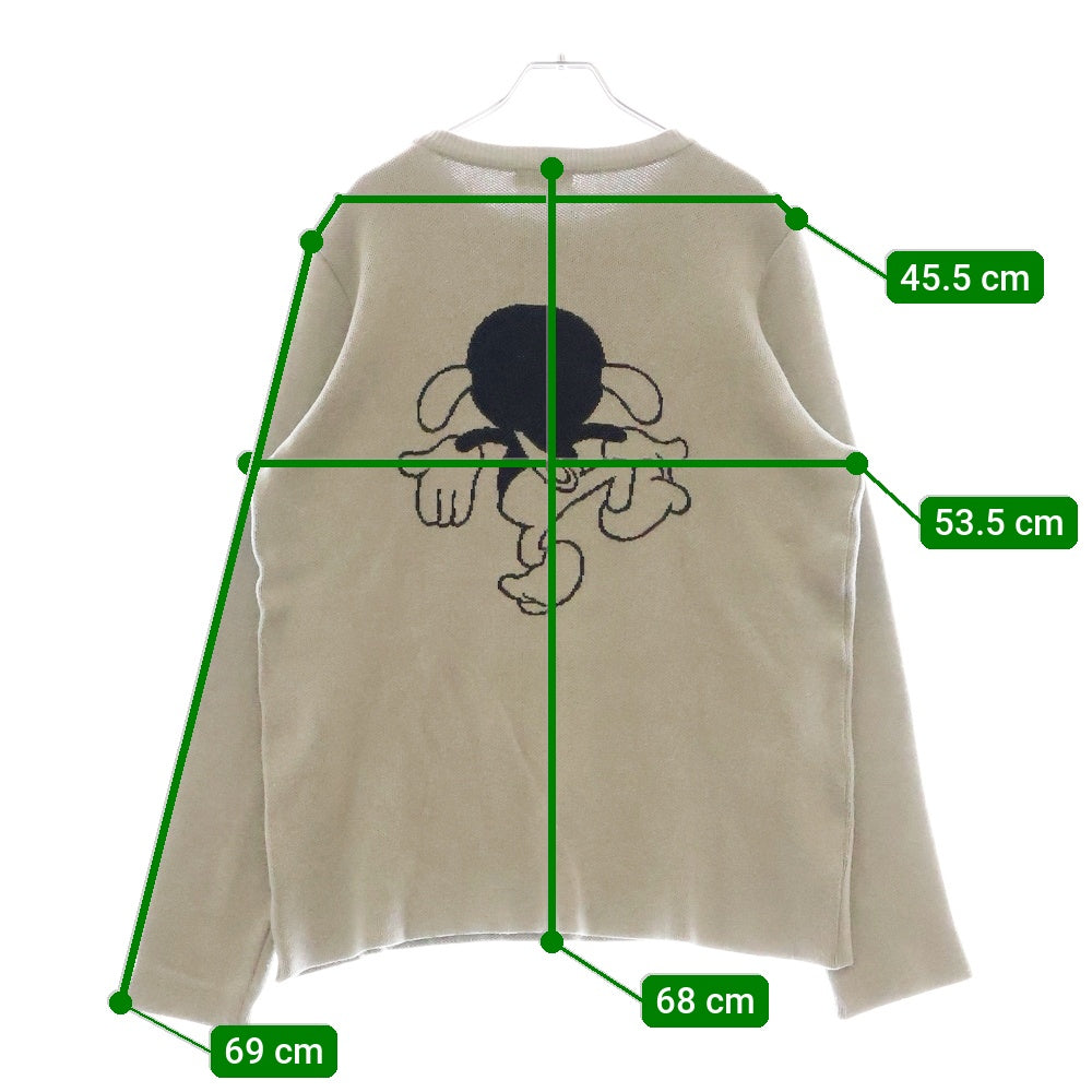 A BATHING APE(アベイシングエイプ) 初期 BABYMILOSTOREタグ フロントキャラクタープリント クルーネック アクリルコットンニット セーター グレー