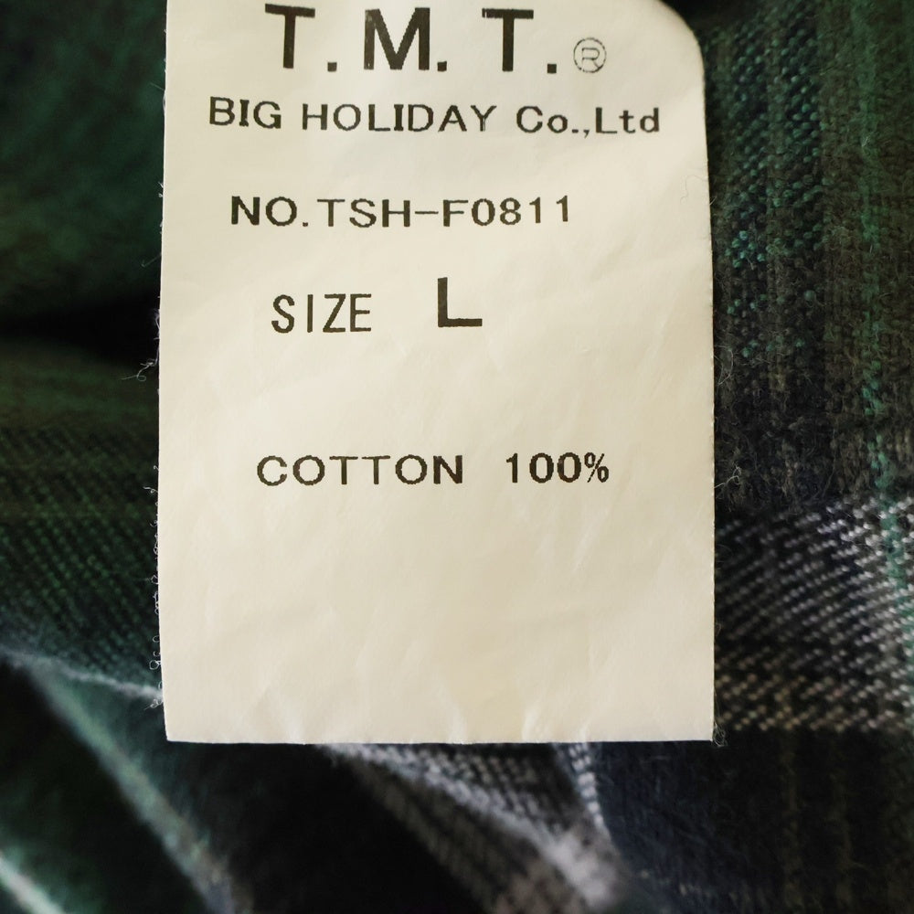 T.M.T(ティーエムティー) ロゴ刺繍 フランネル ウェスタン チェック 長袖シャツ グリーン TSH-F0811