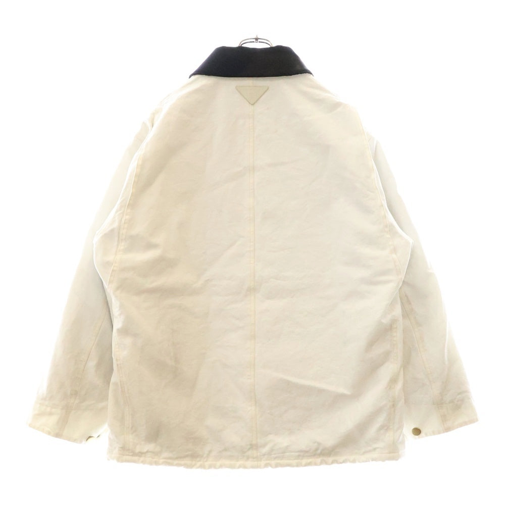 PRADA(プラダ) 24AW White Cotton Jacket ホワイト コットン ジャケット ヴィンテージ加工 カバーオール SGC675