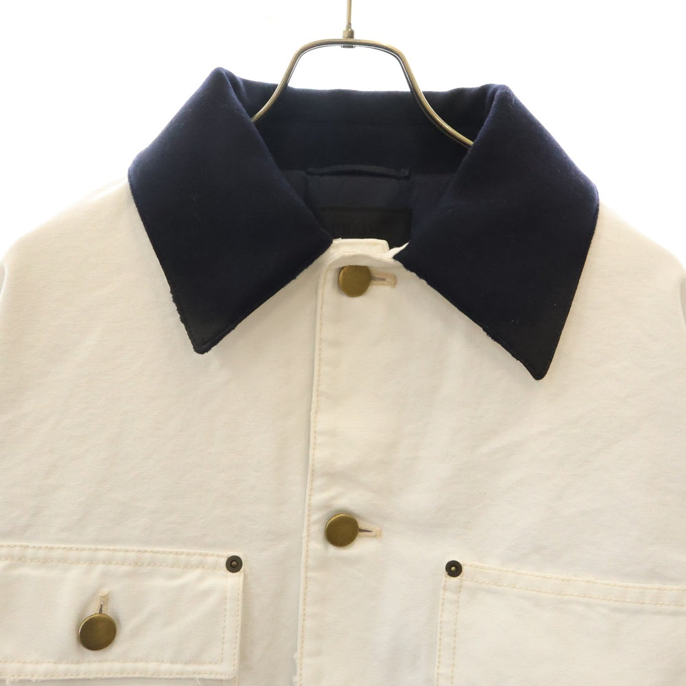 PRADA(プラダ) 24AW White Cotton Jacket ホワイト コットン ジャケット ヴィンテージ加工 カバーオール SGC675