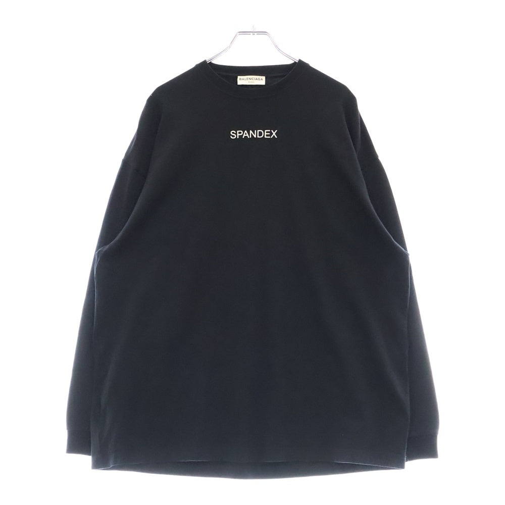 BALENCIAGA(バレンシアガ) SPANDEX LOGO L/S TEE スパンデックスプリント コットンストレッチ クルーネック 長袖Tシャツ カットソー ブラック 470125 TVK09