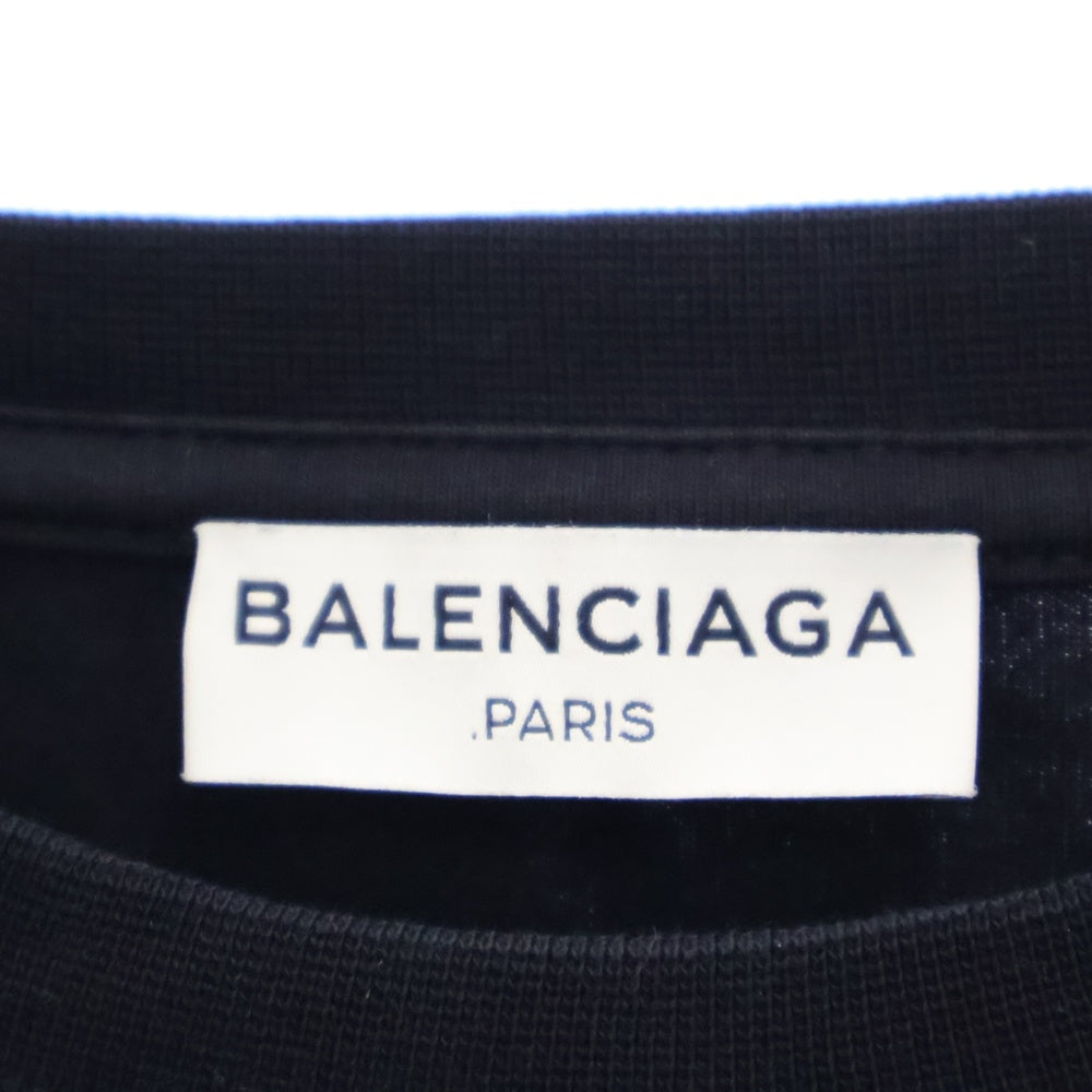 BALENCIAGA(バレンシアガ) SPANDEX LOGO L/S TEE スパンデックスプリント コットンストレッチ クルーネック 長袖Tシャツ カットソー ブラック 470125 TVK09
