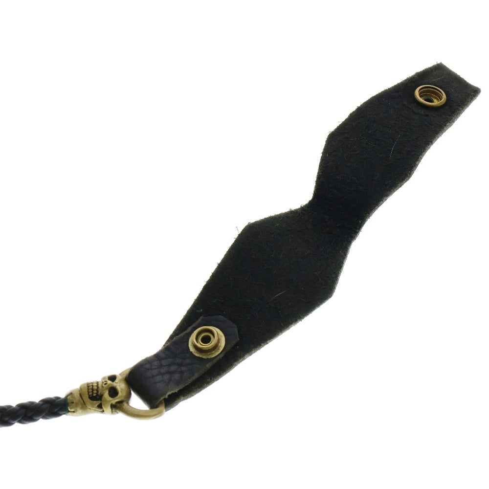 Travis Walker(トラヴィスワーカー) Coffin Leather Braid Wallet Code w/Brass コフィン レザーブレイド ブラス スカルモチーフ ウォレットコード ブラック/ゴールド