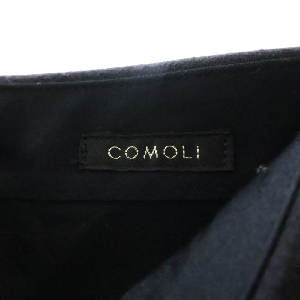 COMOLI(コモリ) LIGHT MELTON PIPED STEM PANTS ライトメルトン ウール パイプドステム スラックスパンツ ブラック A03-03019