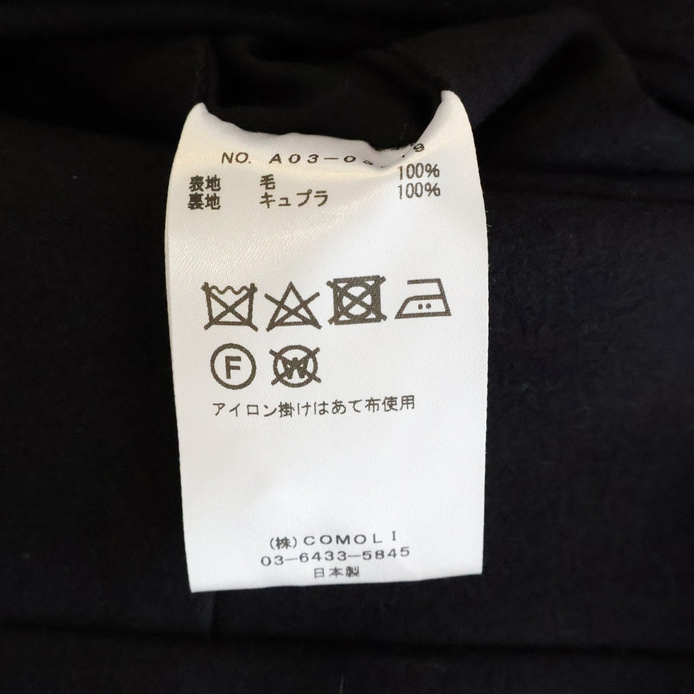 COMOLI(コモリ) LIGHT MELTON PIPED STEM PANTS ライトメルトン ウール パイプドステム スラックスパンツ ブラック A03-03019