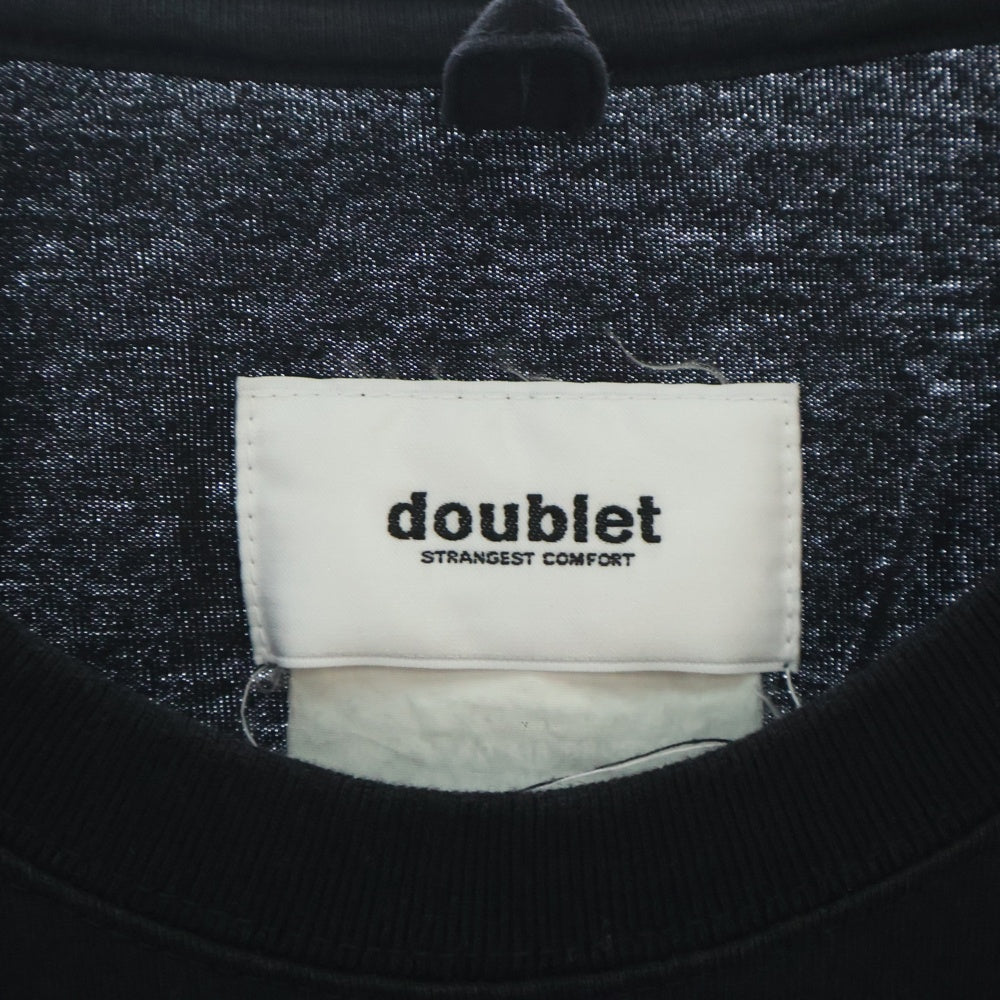 doublet(ダブレット) 20SS × NUBIAN AMEYOKO AIR BRUSHED T-SHIR ヌビアン アメ横 ロゴエンブロイダリー エアブラシ クルーネック半袖Tシャツ カットソー ブラック