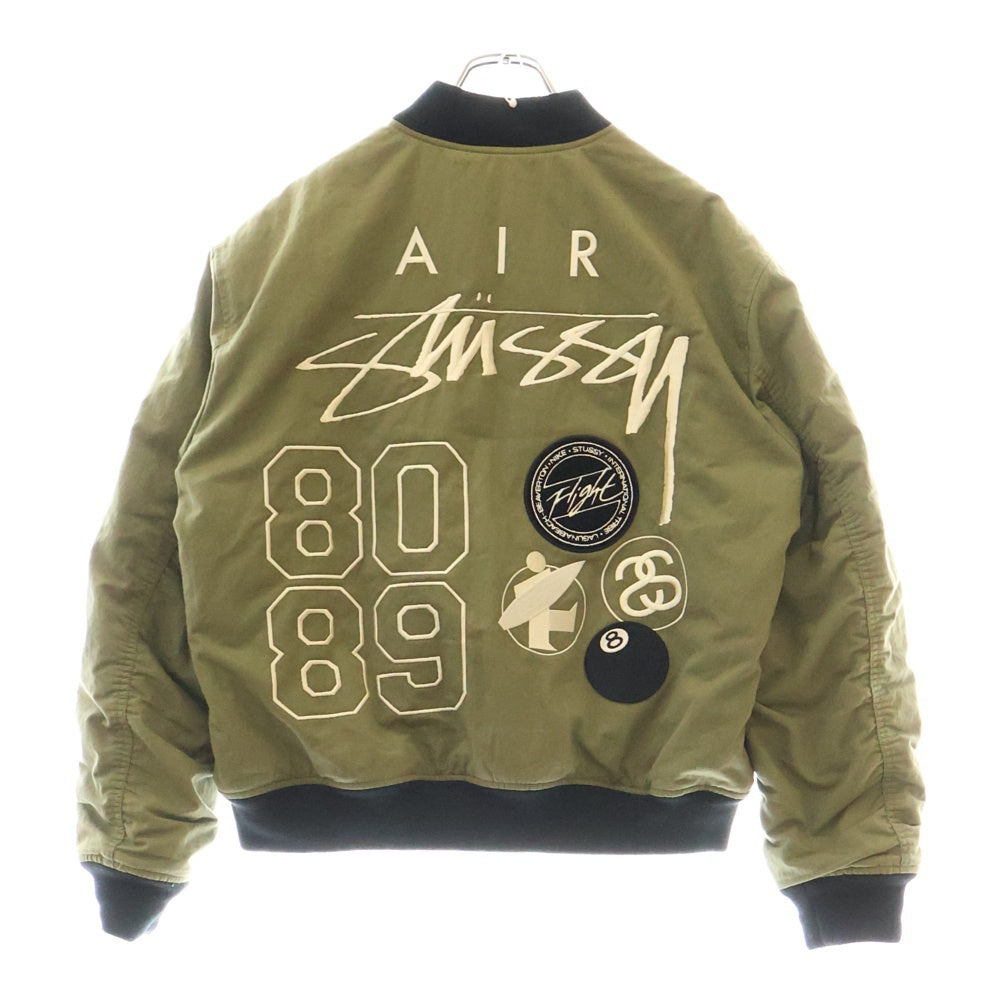 NIKE(ナイキ) ×STUSSY REVERSIBLE VARSITY JACKET ステューシー リバーシブル ヴァーシティジャケット カーキ FJ9153-222