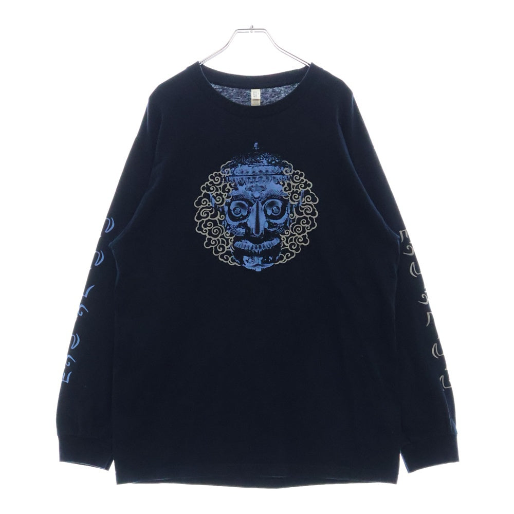 TENDERLOIN(テンダーロイン) チベタンスカル ロゴプリント ロングスリーブカットソー 長袖Tシャツ ネイビー