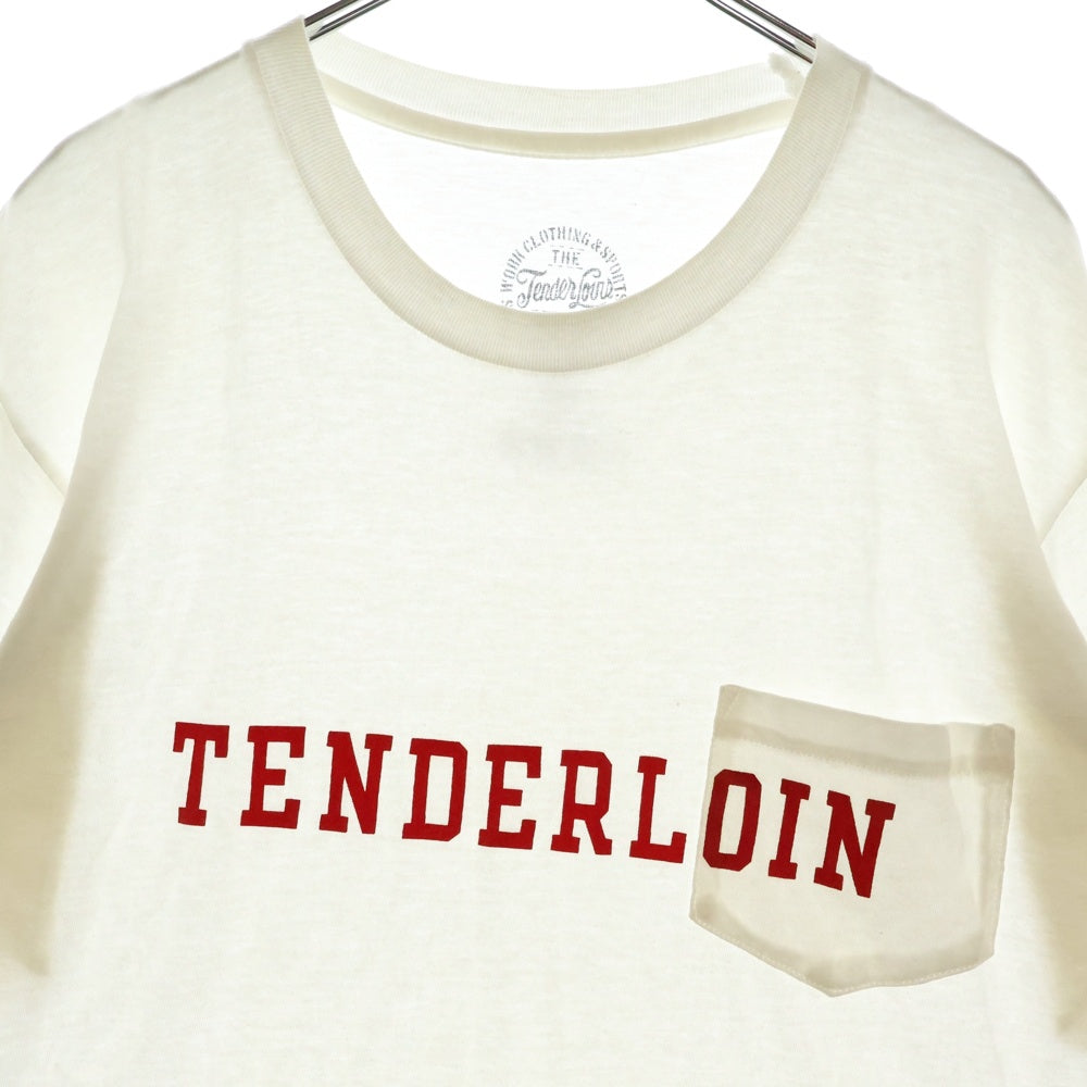 TENDERLOIN(テンダーロイン) 1ポケット ロゴプリント ショートスリーブカットソー 半袖Tシャツ ホワイト