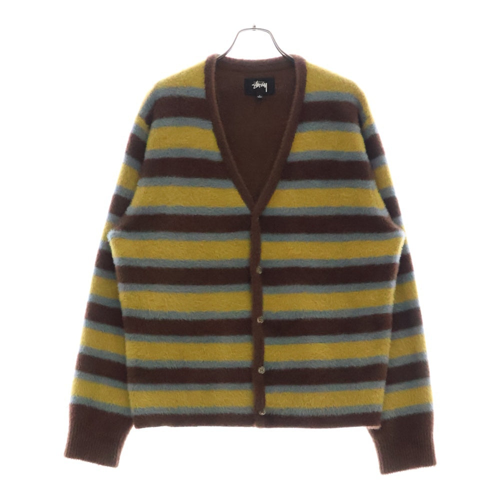 STUSSY(ステューシー) Horizontal Stripe Cardigan ホリゾンタル ストライプ カーディガン アクリル ニットセーター マルチカラー