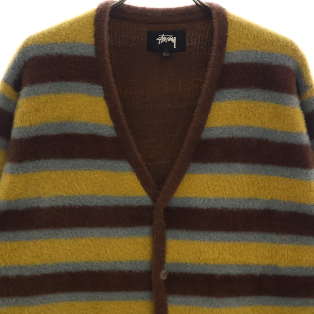 STUSSY(ステューシー) Horizontal Stripe Cardigan ホリゾンタル ストライプ カーディガン アクリル ニットセーター マルチカラー