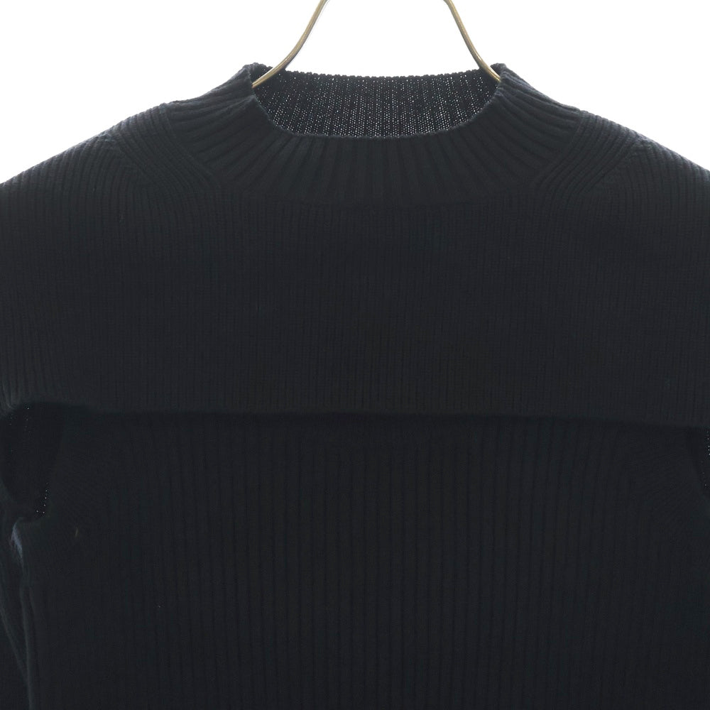 Sacai(サカイ) 22SS MOC-KNECK LAYERED COTTON KNIT PULLOVER モックネック レイヤード コットンニット プルオーバー ハイネックセーター ブラック レディース 22-06077