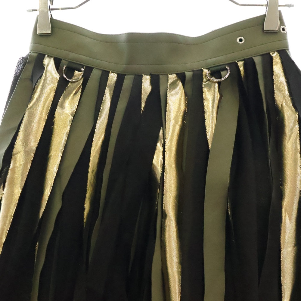 Sacai(サカイ) 21SS ウエストベルト 短冊リボン カットオフ スカート レディース カーキ 21-05601