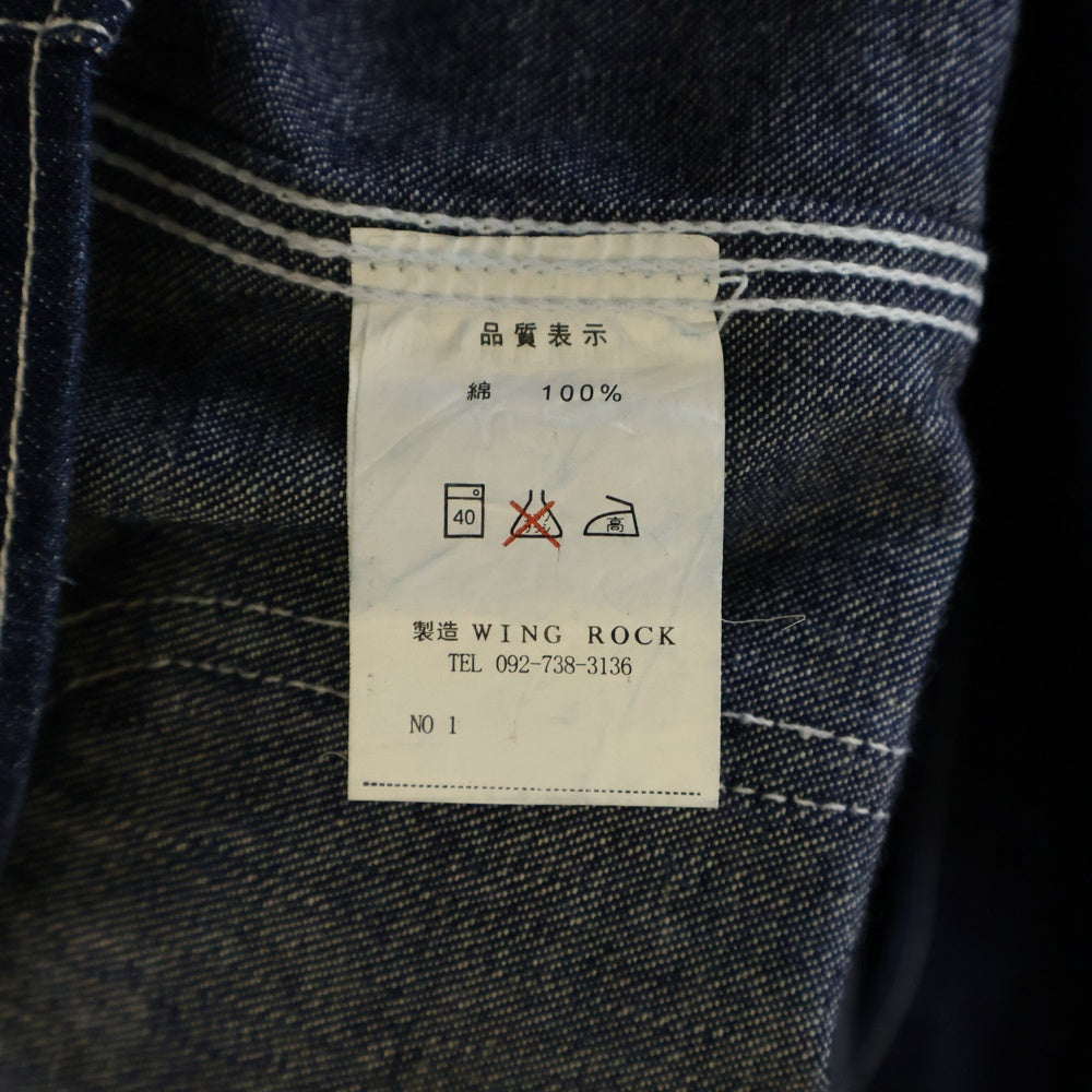 WING ROCK(ウィングロック) HAND-CRAFTED フロントロゴパッチ デニム カバーオール ジャケット インディゴ