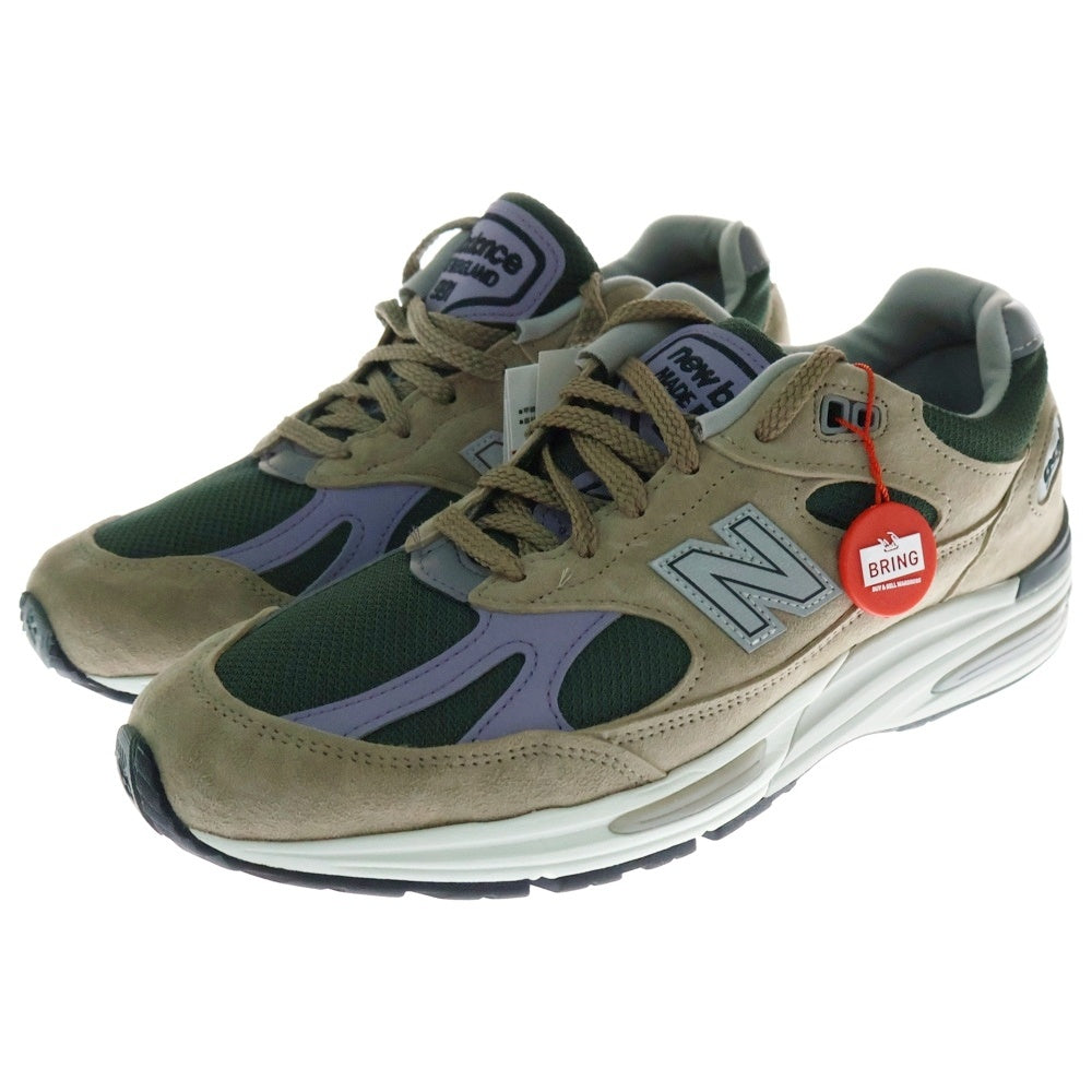 New Balance(ニューバランス) U991DL2 UA別注 メッシュ切替 スエード ローカットスニーカー シューズ ベージュ/グリーン US9/27cm