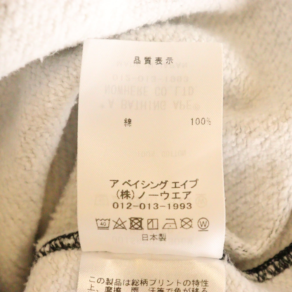 A BATHING APE(アベイシングエイプ) MARBLING CAMO LOGO RELAXED FIT CREWNECK フロントロゴ刺繍 カモ柄 クルーネック長袖スウェットトレーナー ブラック 001SWK801306M