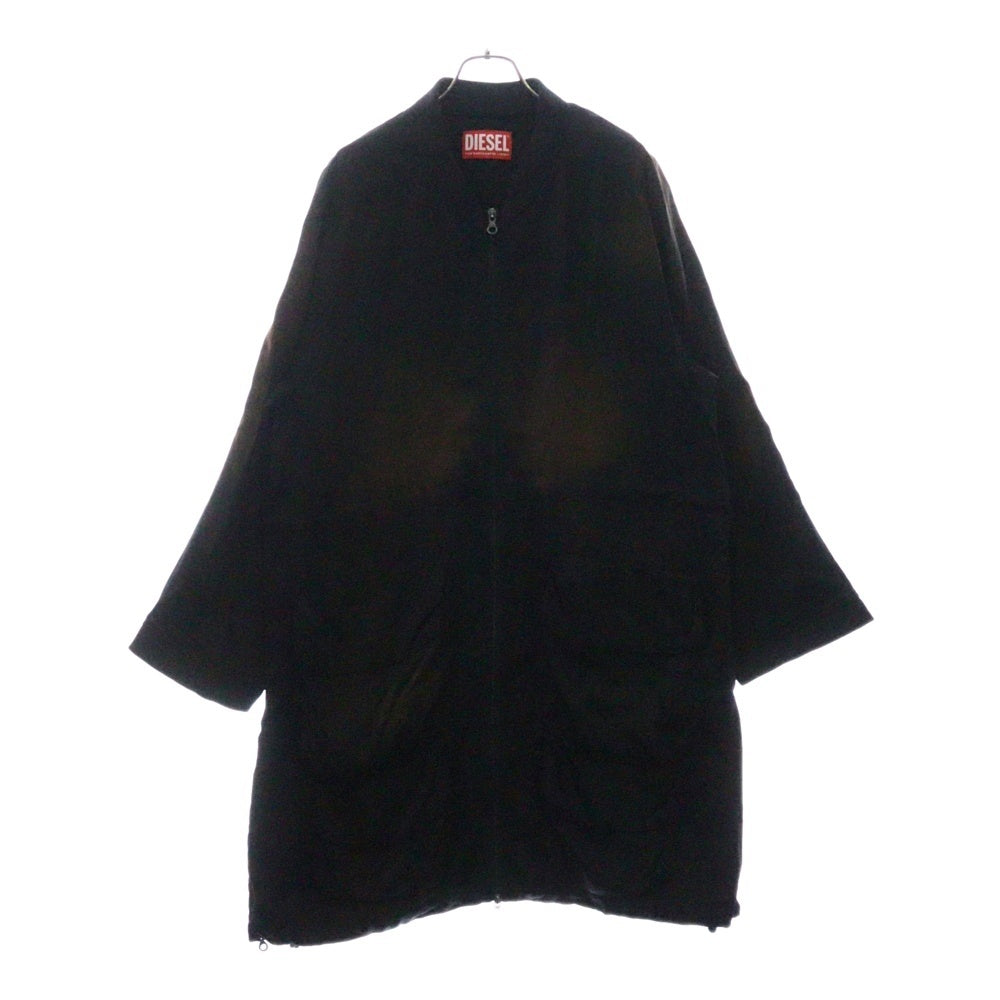DIESEL(ディーゼル) D-SARAN レーヨン ジップアップ ロングジャケット ブルゾン ブラック/ブラウン A11454