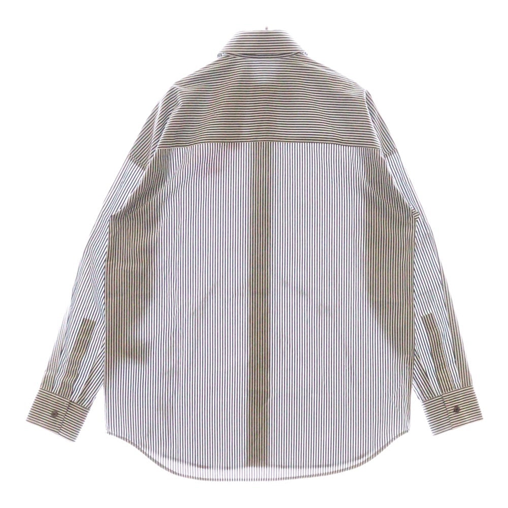 DIESEL(ディーゼル) C-DOU-STRIPE SHIRT オーバルDロゴ ストライプ 長袖シャツ ホワイト/ブラック