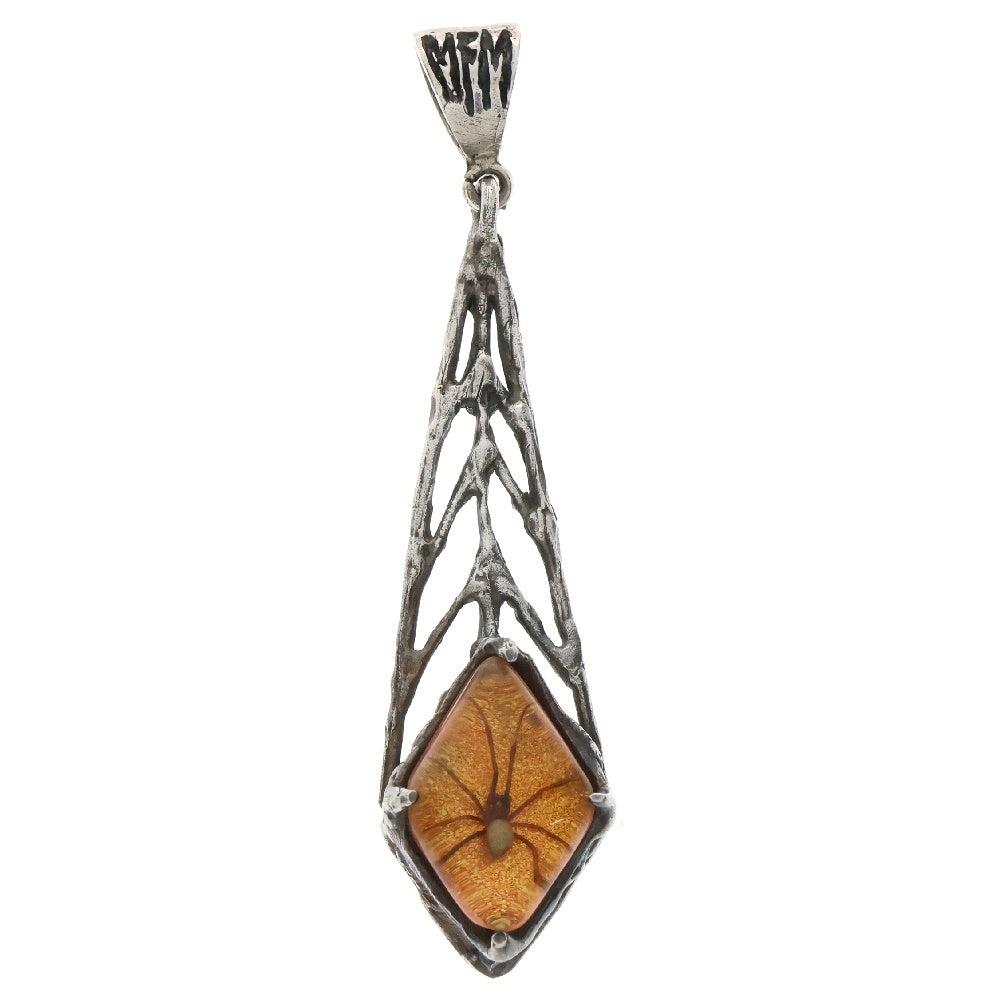 MFM(エムエフエム) DIA WEB PENDANT NECKLACE ダイヤ スパイダー ウェブ ペンダントトップ ネックレス オレンジ/シルバー