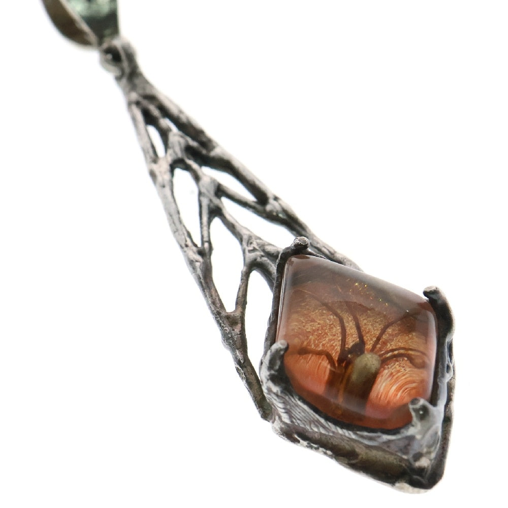 MFM(エムエフエム) DIA WEB PENDANT NECKLACE ダイヤ スパイダー ウェブ ペンダントトップ ネックレス オレンジ/シルバー