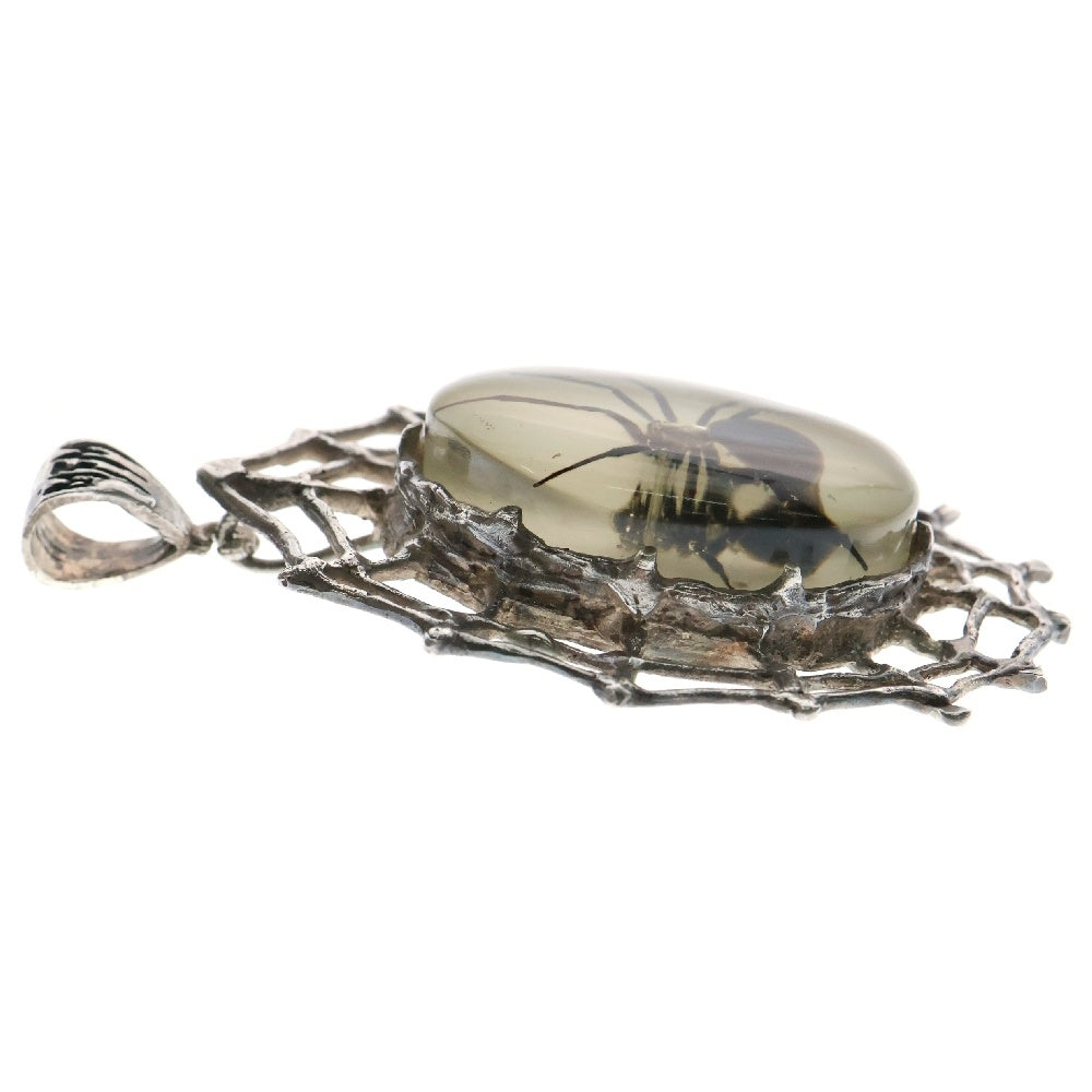 MFM(エムエフエム) LARGE OVAL PENDANT NECKLACE ラージ オーバル スパイダー ペンダントトップ ネックレス ホワイト/シルバー