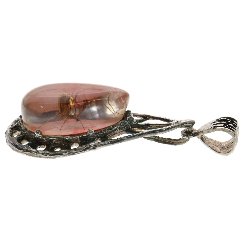 MFM(エムエフエム) TEAR DROP WEB PENDANT NECKLACE ティアドロップ スパイダー ウェブ ペンダントトップ ネックレス ピンク/シルバー