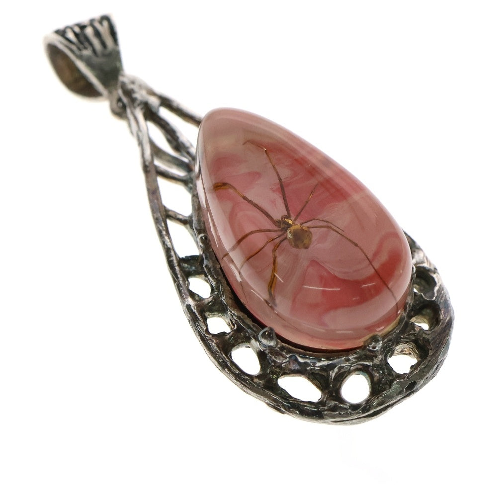 MFM(エムエフエム) TEAR DROP WEB PENDANT NECKLACE ティアドロップ スパイダー ウェブ ペンダントトップ ネックレス ピンク/シルバー