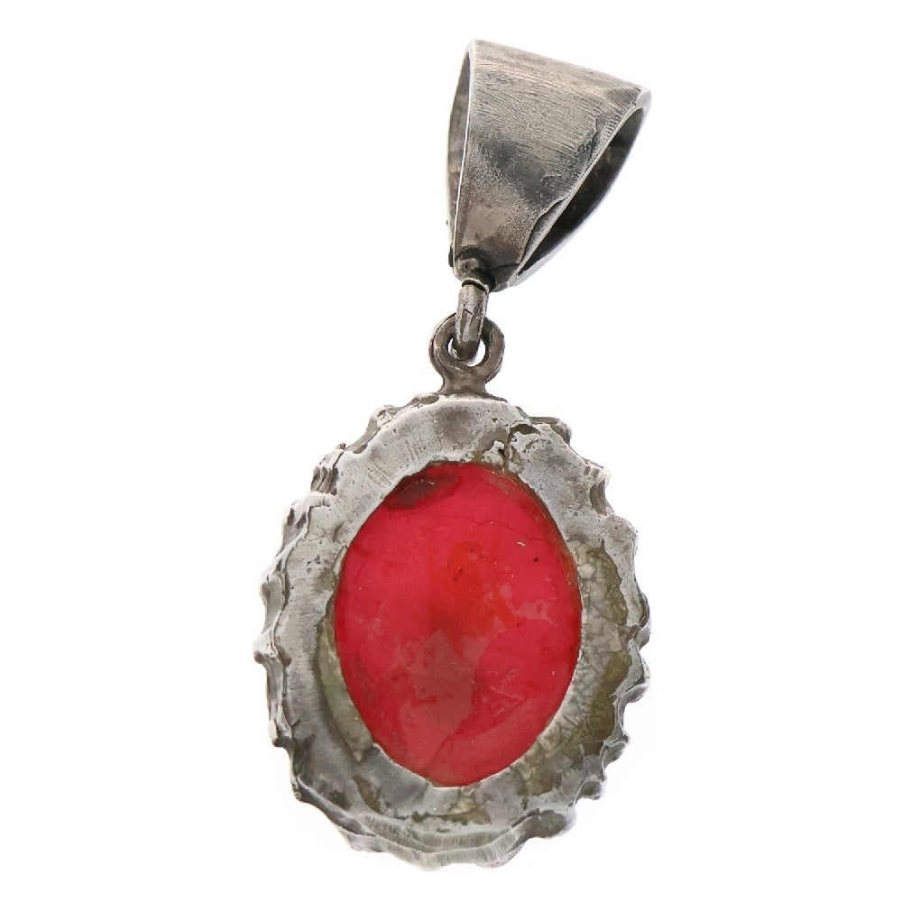 MFM(エムエフエム) OVAL PENDANT NECKLACE オーバル スパイダー ペンダントトップ ネックレス レッド/シルバー
