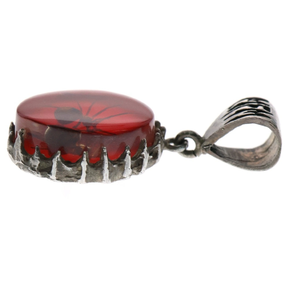 MFM(エムエフエム) OVAL PENDANT NECKLACE オーバル スパイダー ペンダントトップ ネックレス レッド/シルバー