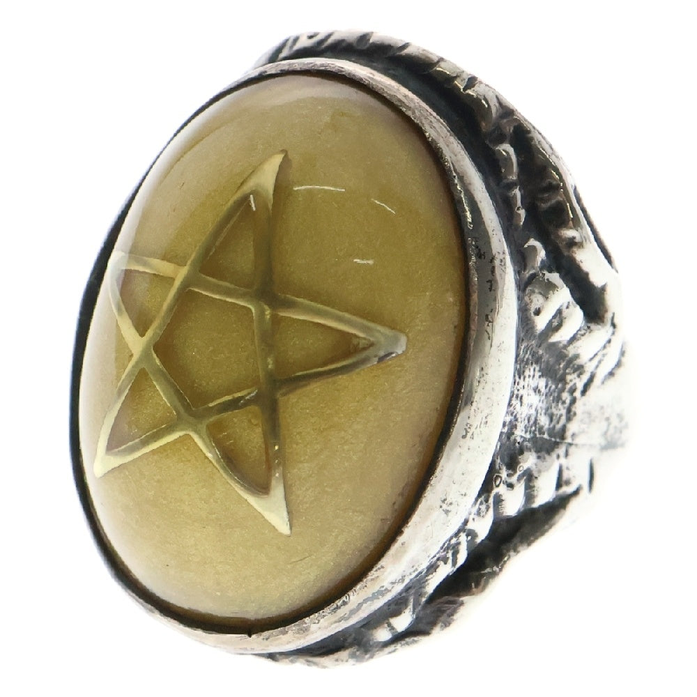ALEX STREETER(アレックスストリーター) Angel Heart Ring エンジェルハート ゴールドスター バルティックアンバー リング 指輪 9号 イエロー/シルバー