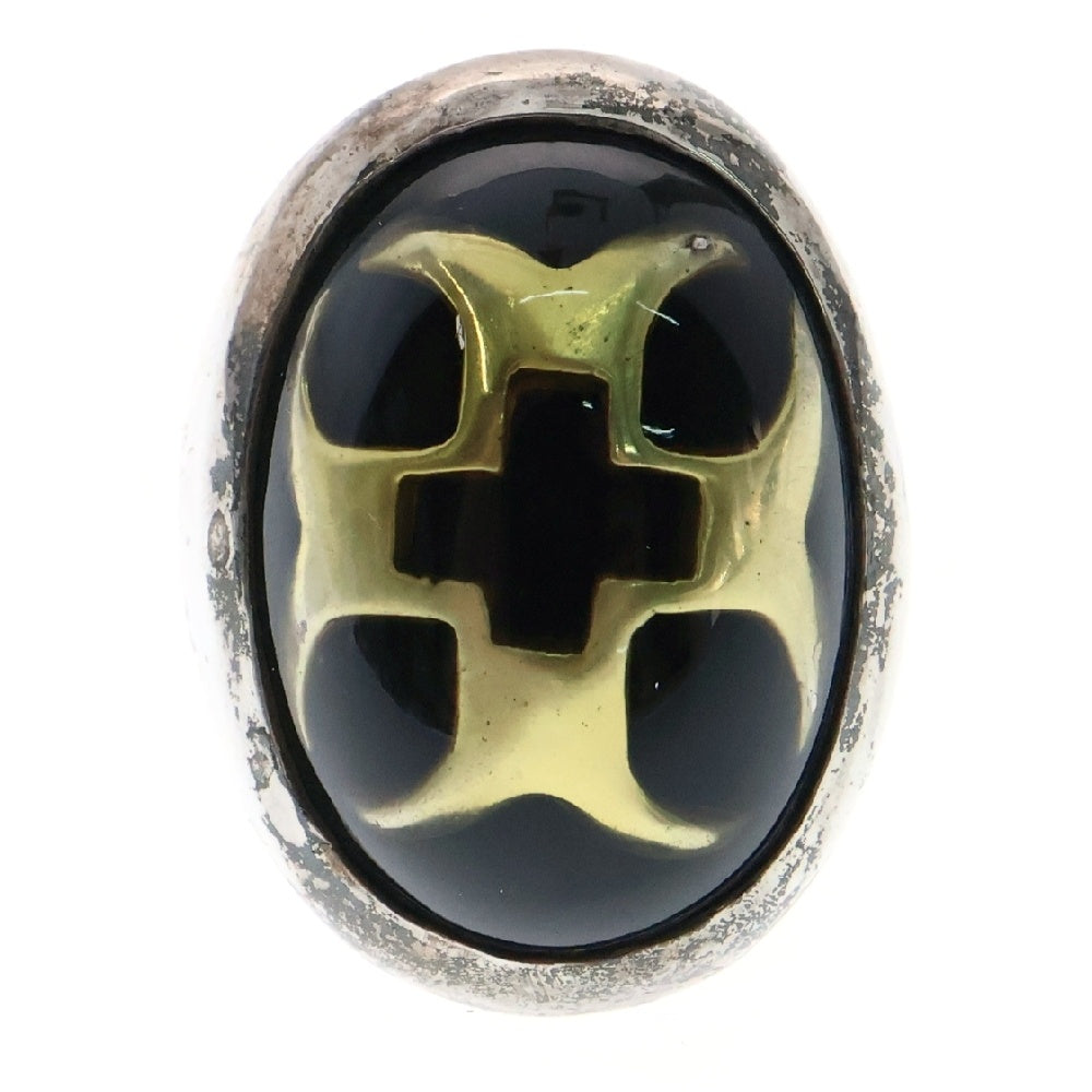 ALEX STREETER(アレックスストリーター) Crusader Cross Ring クルセーダー ゴールドクロス リング 指輪 13号 ブラック/シルバー