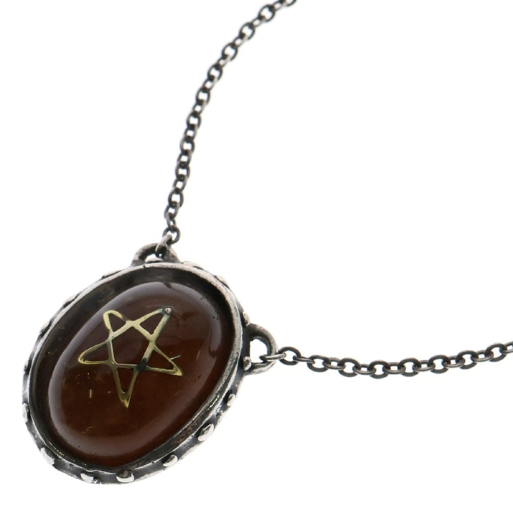ALEX STREETER(アレックスストリーター) Angel Heart Necklace エンジェルハート ゴールドスター オリジナルアンバー ネックレス ペンダント ブラウン/シルバー