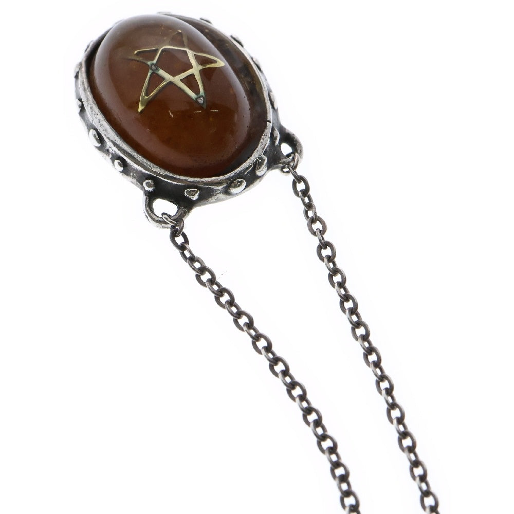 ALEX STREETER(アレックスストリーター) Angel Heart Necklace エンジェルハート ゴールドスター オリジナルアンバー ネックレス ペンダント ブラウン/シルバー