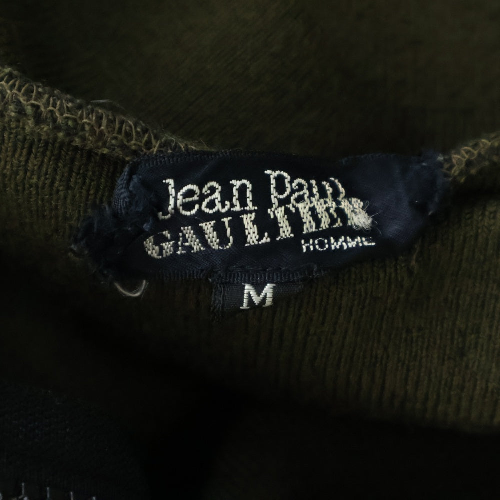 Jean Paul GAULTIER(ジャンポールゴルチエ) 変形 ウエストマーク ドロップショルダー ジップアップ ニットジャケット カーキ/ブラック