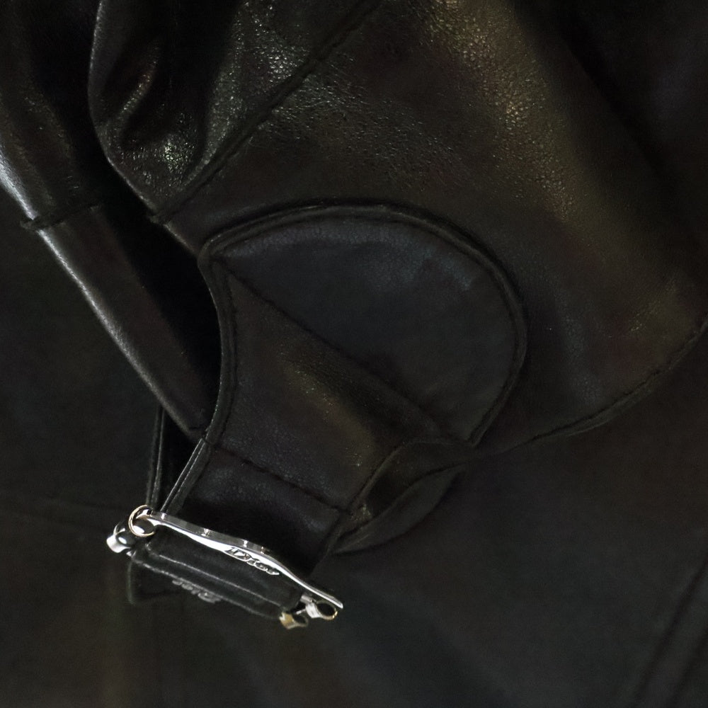 Christian Dior(クリスチャンディオール) 03SS ガリアーノ期 ラムレザー エルボーパッチ ダブルライダースジャケット ブラック レディース