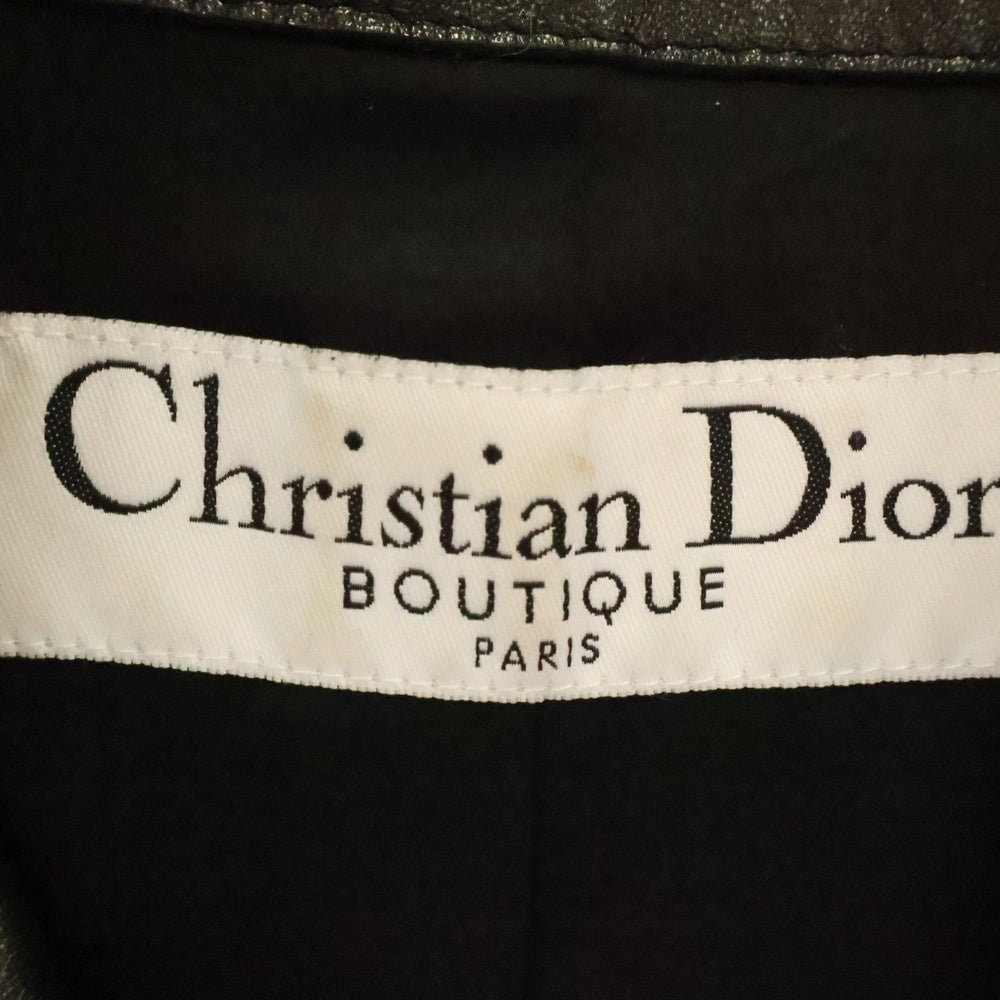 Christian Dior(クリスチャンディオール) 03SS ガリアーノ期 ラムレザー エルボーパッチ ダブルライダースジャケット ブラック レディース