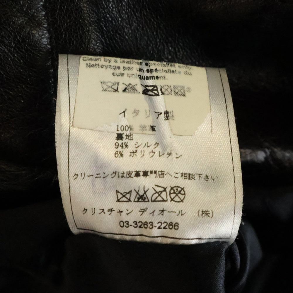 Christian Dior(クリスチャンディオール) 03SS ガリアーノ期 ラムレザー エルボーパッチ ダブルライダースジャケット ブラック レディース
