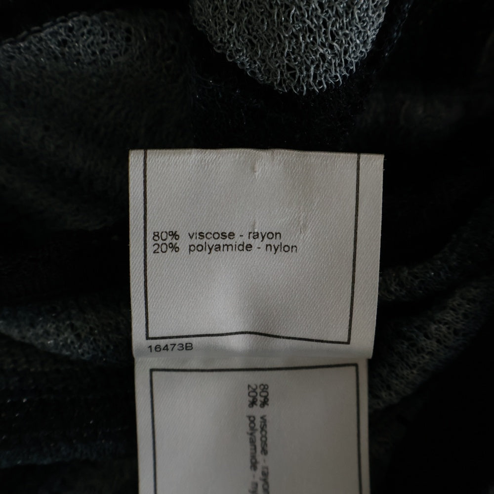 CHANEL(シャネル) 02AW ボーダー総柄 リボン ラインストーン ココマーク ロゴプレート ラメ シースルー ロングスリーブ 長袖 ニット ワンピース レディース P20205V01187