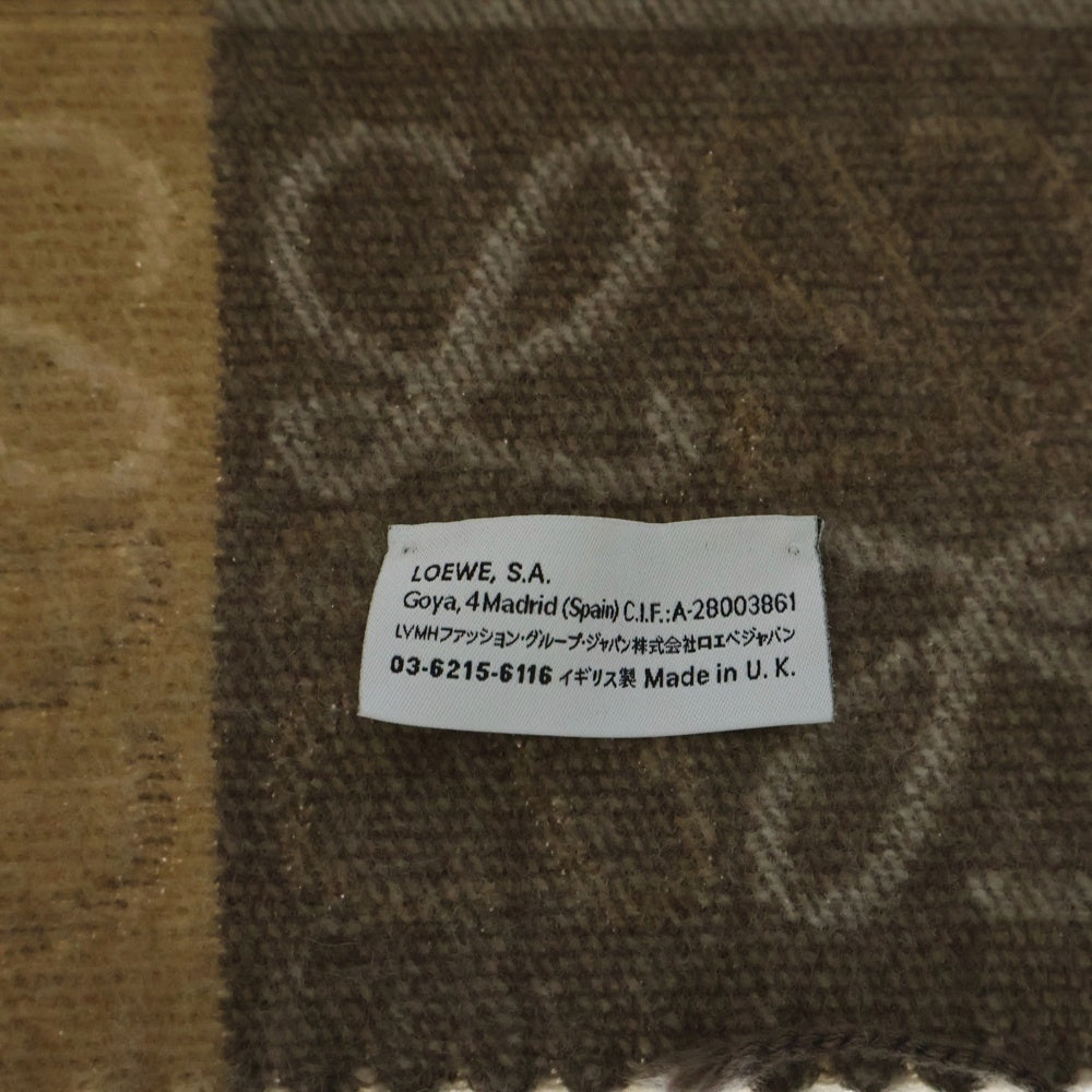 LOEWE(ロエベ) ダブルフェイス ウール カシミヤ チェッカーボード スカーフ マフラー ベージュ F810487 2112