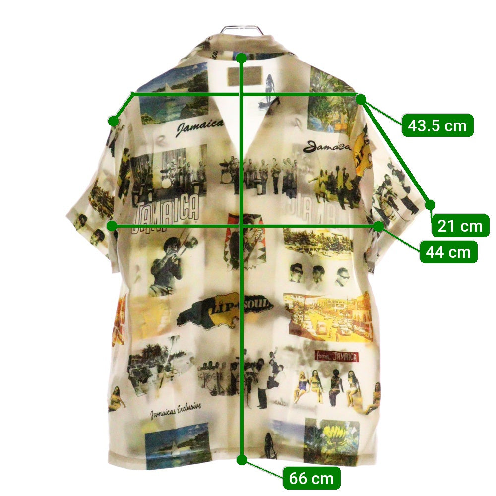 WACKO MARIA(ワコマリア) 17SS KINGSTON JAMAICA S/S HAWAIIAN SHIRT キングストン ジャマイカ 総柄プリント オープンカラー ハワイアン アロハ 半袖シャツ ホワイト