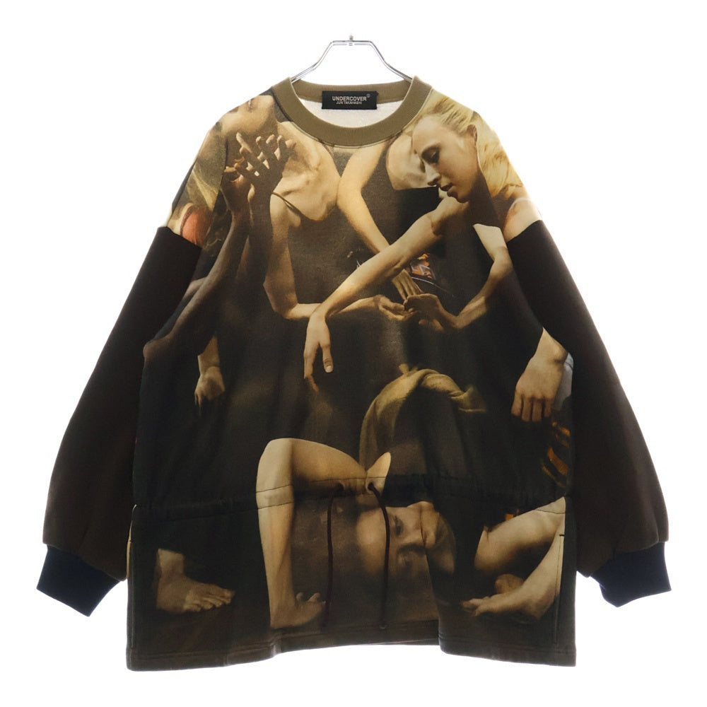 UNDERCOVER(アンダーカバー) 19AW SUSPIRIA サスペリア フロントコード付 総柄 クルーネック 長袖 スウェットトレーナー ブラック レディース UCX1801-1
