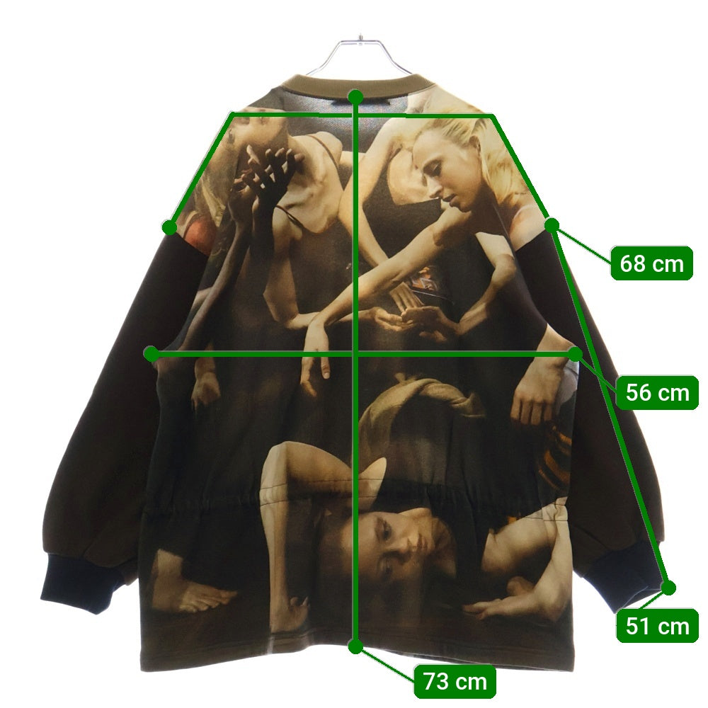UNDERCOVER(アンダーカバー) 19AW SUSPIRIA サスペリア フロントコード付 総柄 クルーネック 長袖 スウェットトレーナー ブラック レディース UCX1801-1