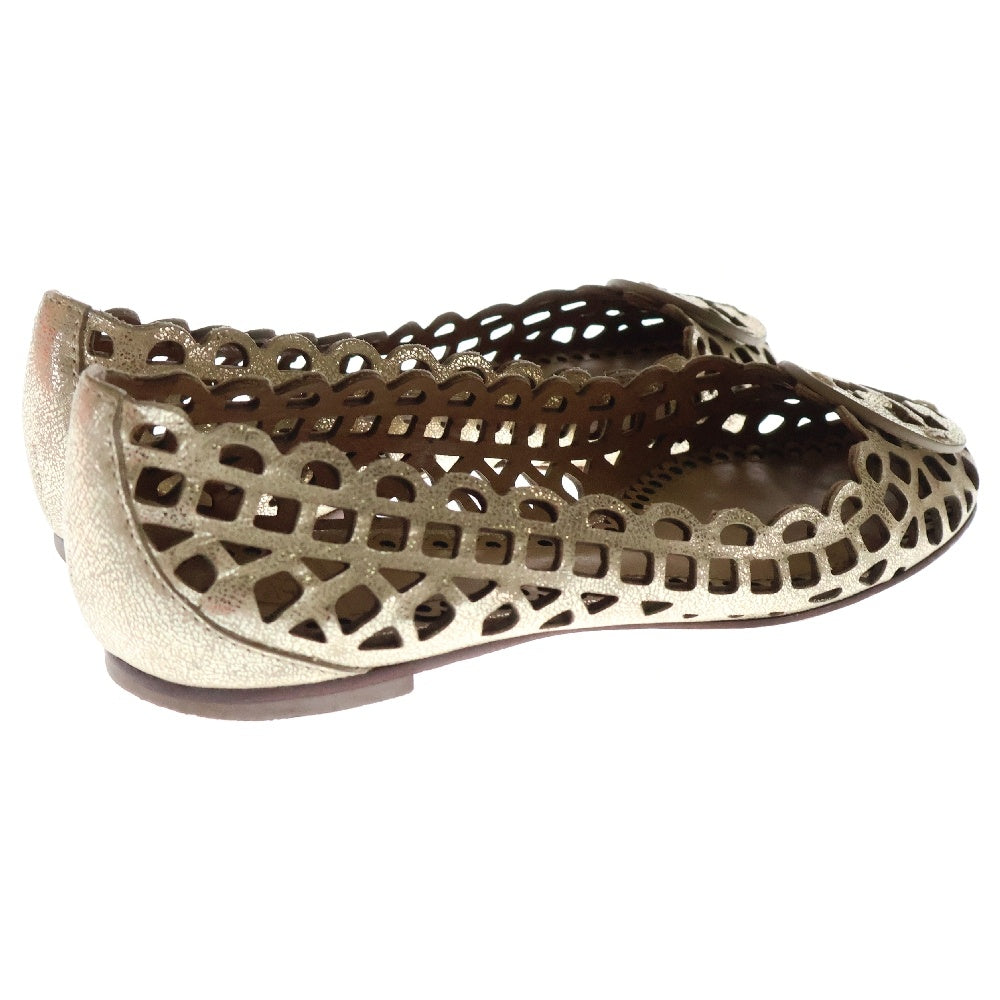 TORY BURCH(トリー バーチ) ロゴモチーフ レザー フラット バレエシューズ レディース ゴールド 7932103001