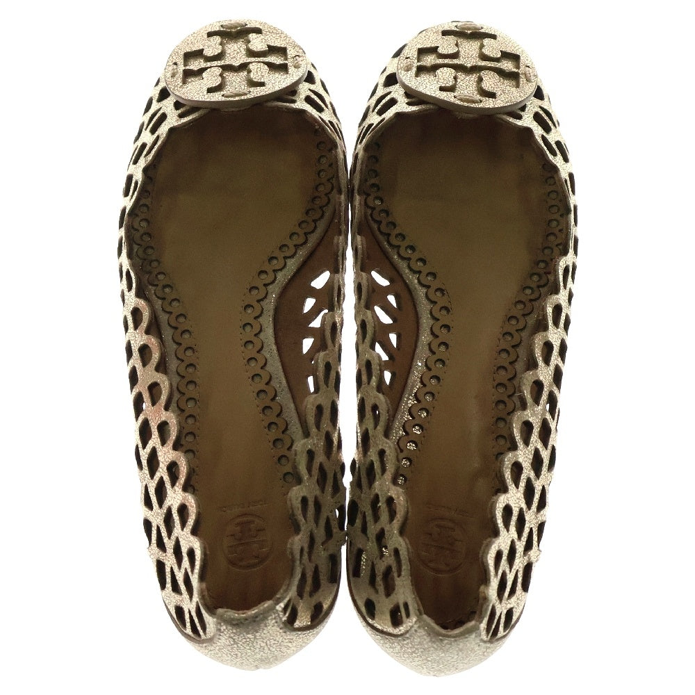 TORY BURCH(トリー バーチ) ロゴモチーフ レザー フラット バレエシューズ レディース ゴールド 7932103001