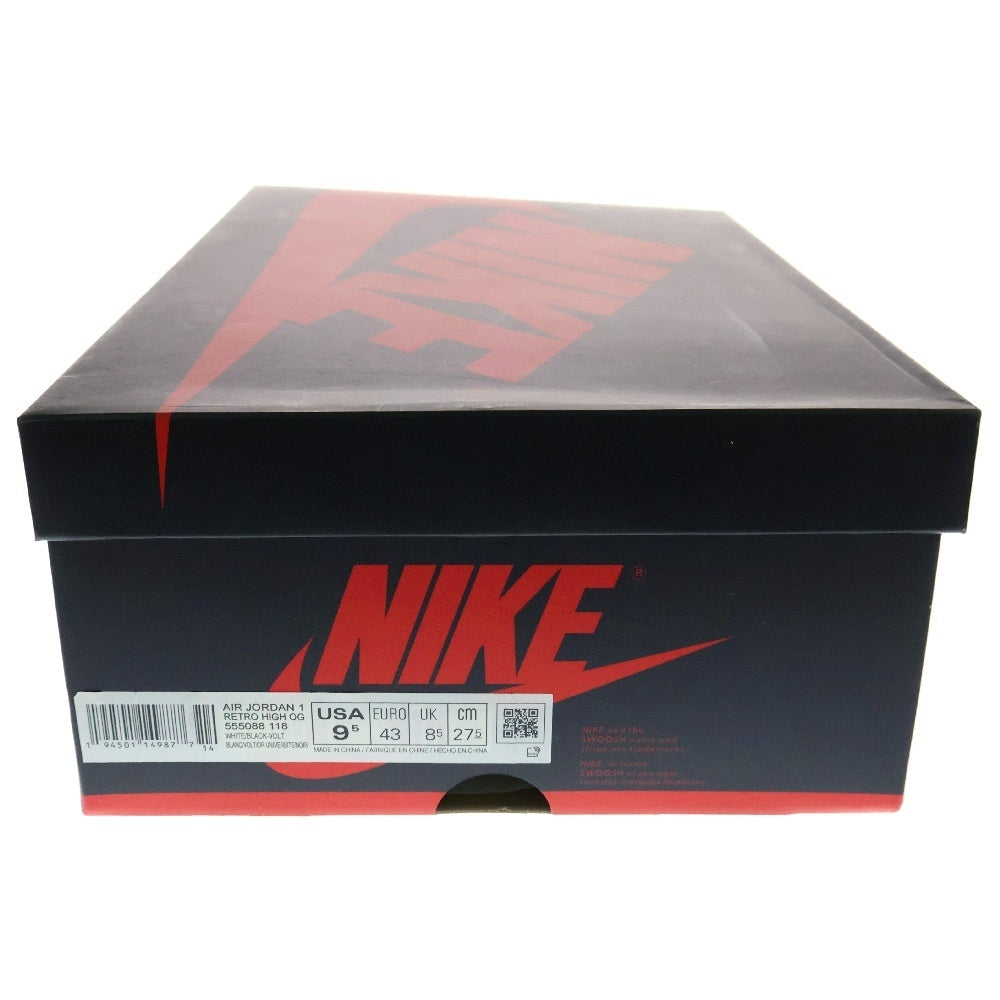 NIKE(ナイキ) AIR JORDAN 1 RETRO HIGH OG Volt Gold エアジョーダン1 ボルト ハイカットスニーカー ホワイト/イエロー US9.5/27.5cm 555088-118