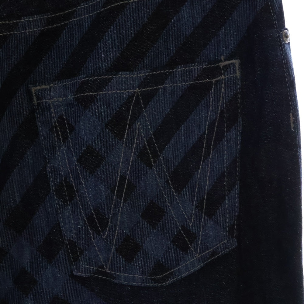 Vivienne Westwood(ヴィヴィアンウエストウッド) CHECK TAPERD JEANS チェック柄 テーパードジーンズ ジップフライデニムパンツ ブルー/ネイビー レディース